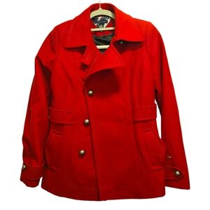 Tommy Hilfiger Vibrant Red Pea Coat Wool Blend‎ Jacket